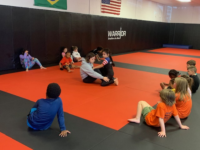 Kids practicing BJJ fundamentals at Warrior Academy Kennesaw